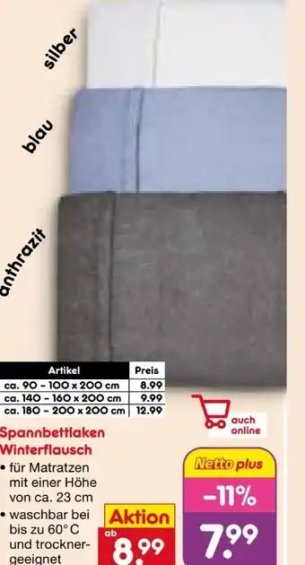 Netto Marken-Discount Winterflausch Spannbettlaken Angebot