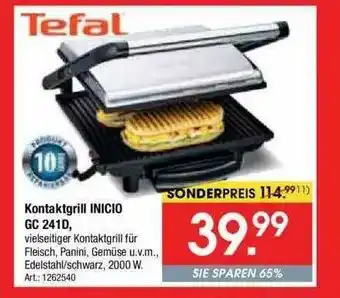 Zurbrüggen Tefal Kontaktgrill Inicio Gc 241d Angebot