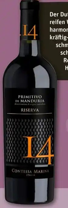 REWE Center Weingut Contessa Marina 14 Primitivo di Manduria Riserva Angebot