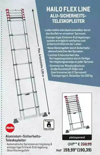 METRO Hailo Aluminium-sicherheits Teleskopleiter Angebot