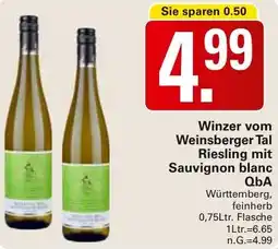 WEZ Winzer vom Weinsberger Tal Riesling mit Sauvignon blanc QbA Angebot