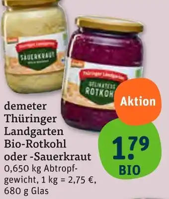 tegut Demeter thüringer landgarten bio-rotkohl Angebot