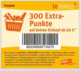 tegut Tebonus 300 extra-punkte Angebot