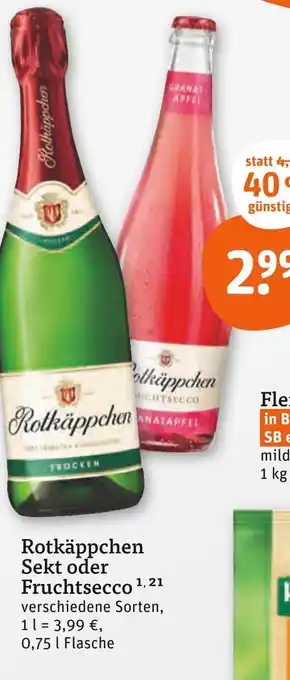 tegut Rotkäppchen sekt oder fruchtsecco 1, 21 Angebot