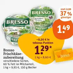 tegut Bresso frischkäsezubereitung Angebot