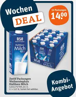 tegut Weihenstephan haltbare milch 3,5 % fett Angebot