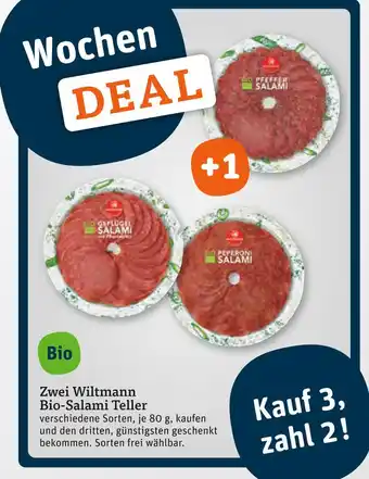 tegut Wiltmann bio-geflügel salami teller Angebot