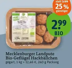 tegut Mecklenburger landpute bio-geflügel hackbällchen Angebot