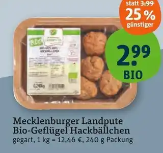 tegut Mecklenburger landpute bio-geflügel hackbällchen Angebot
