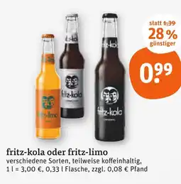 tegut Fritz-kola oder fritz-limo Angebot