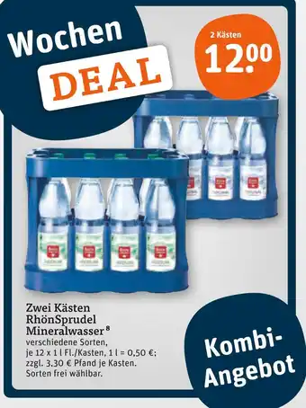tegut Rhönsprudel mineralwasser medium Angebot