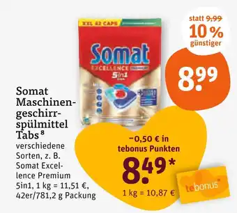 tegut Somat maschinengeschirrspülmittel tabs Angebot