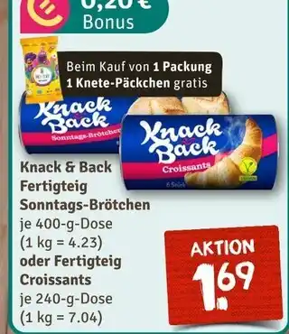 nahkauf Knack & back fertigteig sonntags-brötchen oder fertigteig croissants Angebot