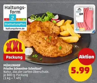 PENNY Mühlenhof frische schweine-schnitzel natur, aus der zarten oberschale Angebot