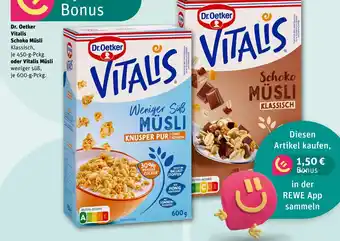 REWE Dr. oetker vitalis schoko müsli oder vitalis müsli Angebot