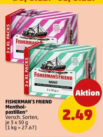 PENNY Fisherman's friend menthol-pastillen mint Angebot