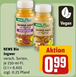 REWE Rewe bio ingwer shot mit apfelsaft passionsfrucht Angebot