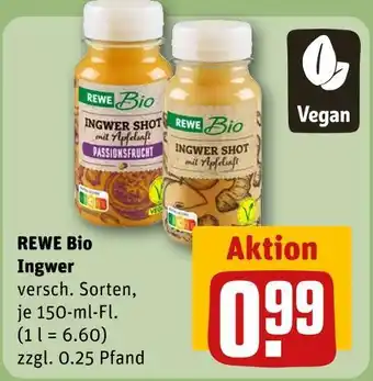 REWE Rewe bio ingwer shot mit apfelsaft passionsfrucht Angebot