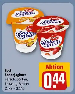 REWE Zott sahnejoghurt pfirsich-maracuja Angebot