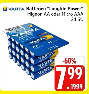 Marktkauf Varta longlife power batterien mignon aa Angebot