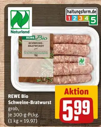 REWE Rewe bio schweine-bratwurst Angebot