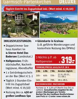 REWE Doppelzimmer seehaus komfort im 4-sterne hotel das badersee Angebot