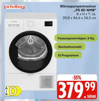Marktkauf Privileg wärmepumpentrockner pd 8d wmb Angebot