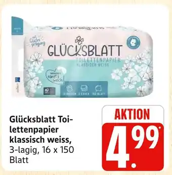 Marktkauf Glücksblatt toilettenpapier klassisch weiss Angebot