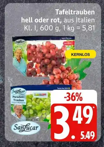 Edeka Sanlucar tafeltrauben hell oder rot Angebot