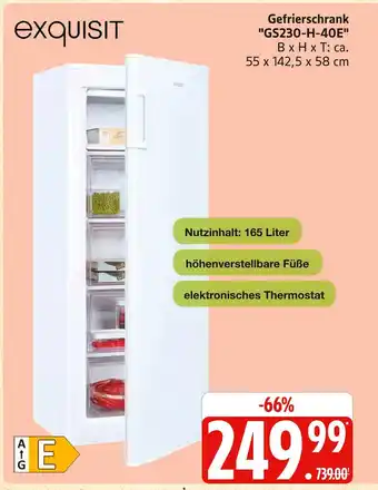 Marktkauf Exquisit gefrierschrank gs230-h-40e Angebot