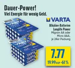 diska Varta alkaline-batterien longlife power mignon aa Angebot