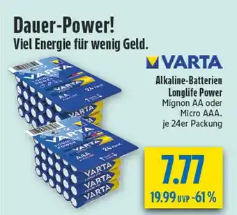 diska Varta alkaline-batterien longlife power mignon aa Angebot