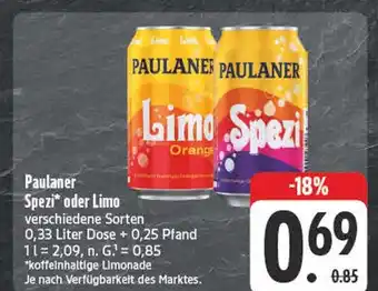 E-Center Paulaner limo orange Angebot