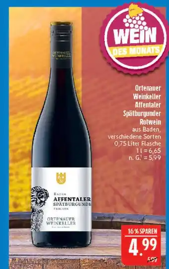 Marktkauf Ortenauer weinkeller affentaler spätburgunder rotwein Angebot