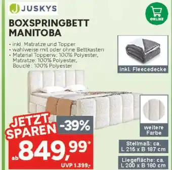Marktkauf Juskys boxspringbett manitoba Angebot