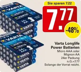 WEZ Varta Longlife Power Batterien Angebot