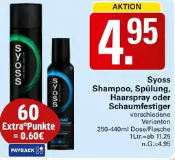 WEZ Syoss Shampoo, Spülung, Haarspray oder Schaumfestiger Angebot