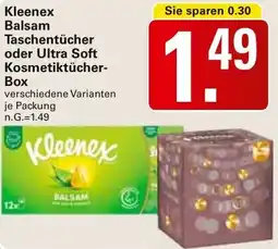 WEZ Kleenex Balsam Taschentücher oder Ultra Soft Kosmetiktücher Box Angebot