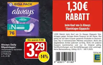 WEZ Always Daily Slipeinlagen Angebot