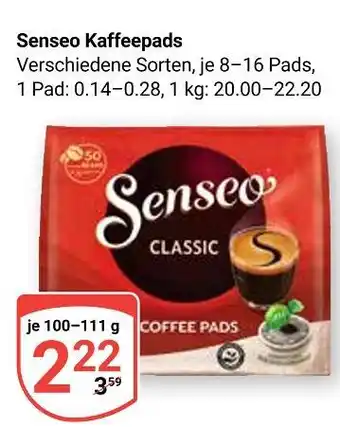 Globus Senseo kaffeepads classic Angebot