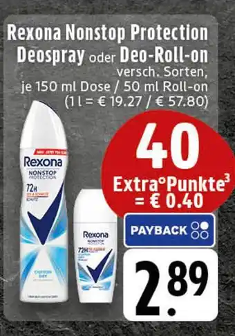 Edeka Rexona nonstop protection deospray oder deo-roll-on Angebot