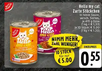 Edeka Gut & günstig hello my cat zarte stückchen mit huhn Angebot