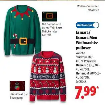 Lidl Esmara/ Esmara Men Weihnachtspullover Angebot