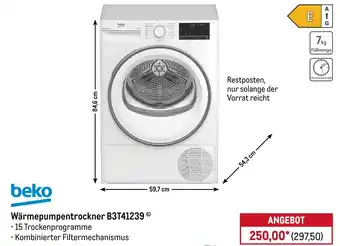 METRO beko Wärmepumpentrockner B3T41239 Angebot