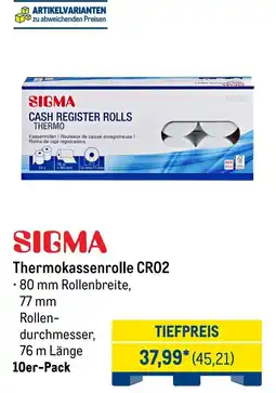 METRO SIGMA Thermokassenrolle CR02 Angebot