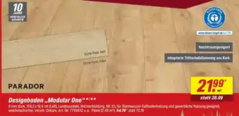 toom Baumarkt PARADOR Designboden,,Modular One" Angebot