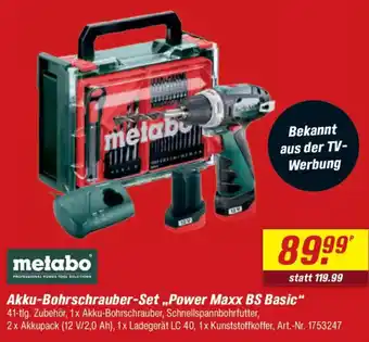 toom Baumarkt metabo Akku-Bohrschrauber-Set „Power Maxx BS Basic" Angebot