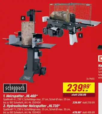 toom Baumarkt scheppach 1. Holzspalter „HL460" Angebot