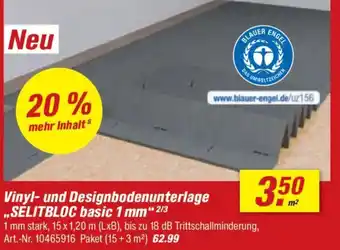 toom Baumarkt Vinyl- und Designbodenunterlage ,,SELITBLOC basic 1 mm" Angebot