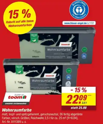 toom Baumarkt Wohnraumfarbe Angebot